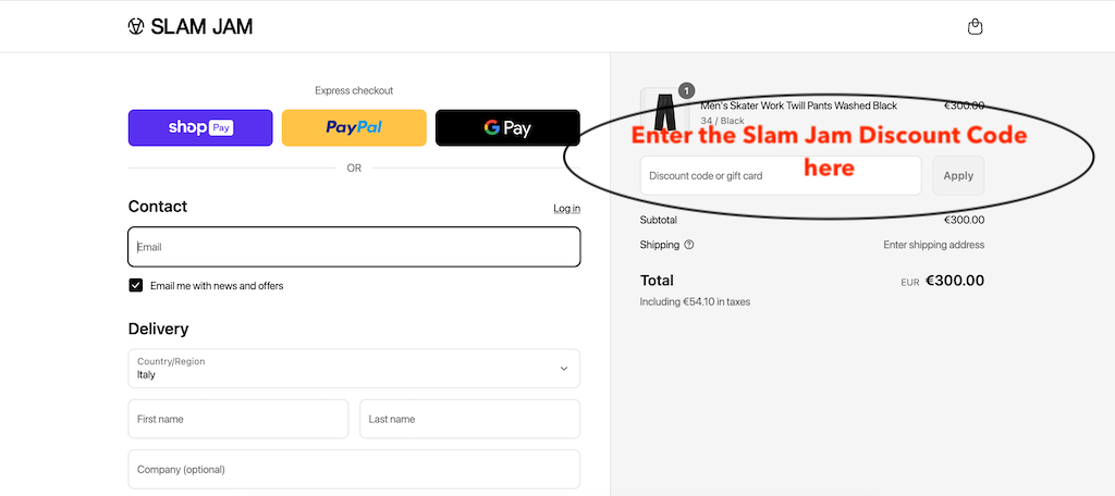 How to use a Slam Jam discount code