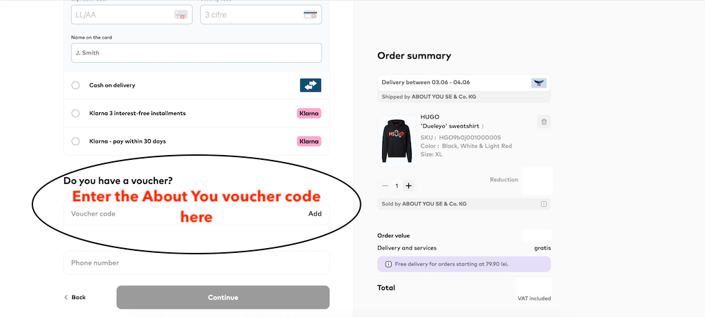 How to add an About You voucher code