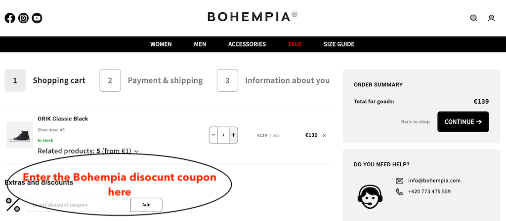 How to apply a Bohempia discount coupon