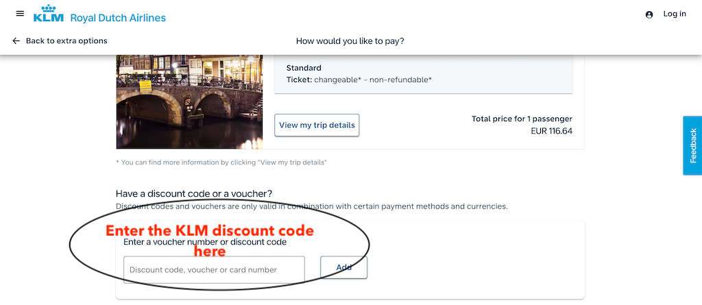 How to apply a KLM discount code