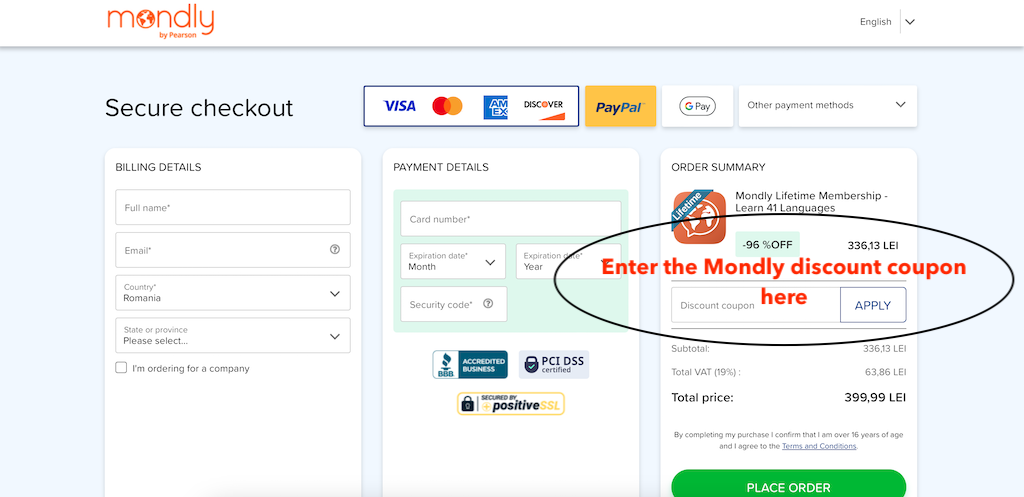 How to apply a Mondly coupon