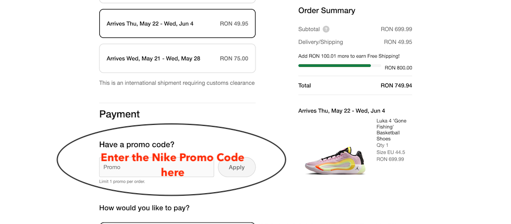 How to apply a Nike promo code