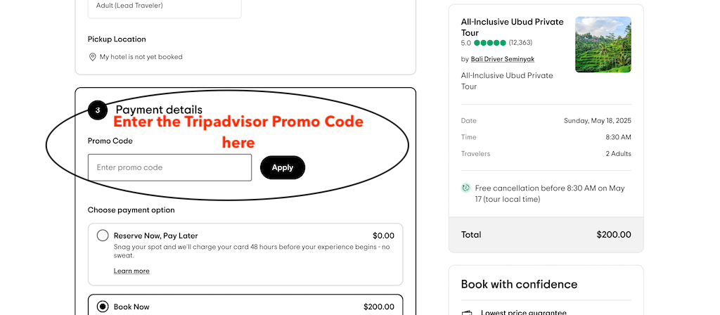 How to apply a Tripadvisor promo code