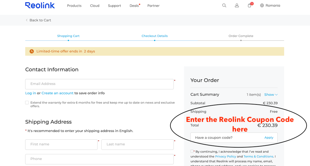 How to use a Reolink coupon code