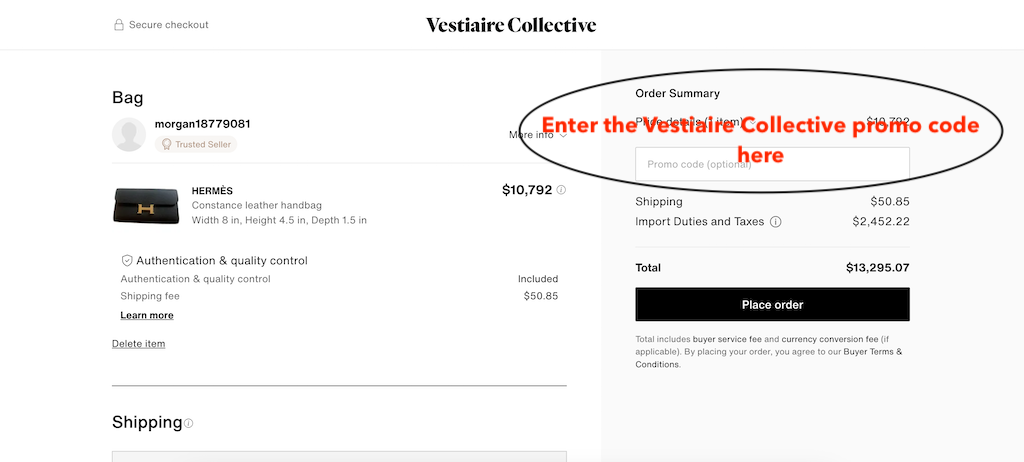 How to use a Vestiaire Collective promo code