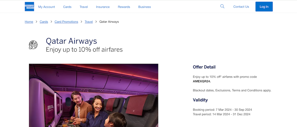 Qatar airways Amex discount