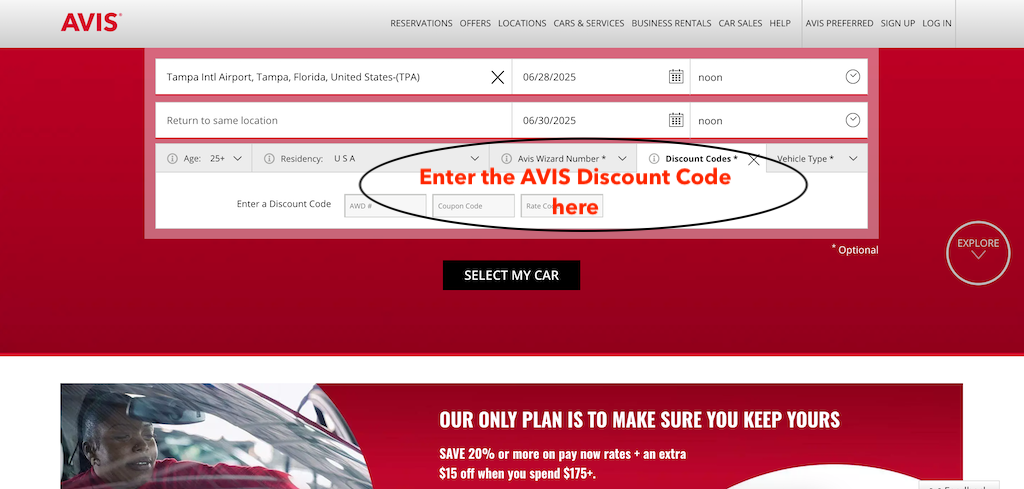 How to apply an AVIS discount code