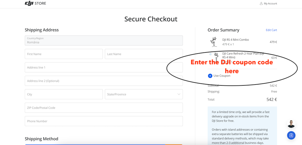 How to use a DJI coupon code