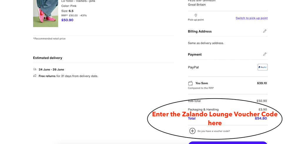 How to use a Zalando lounge voucher code