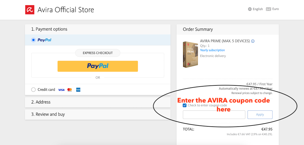 How to use an Avira coupon code