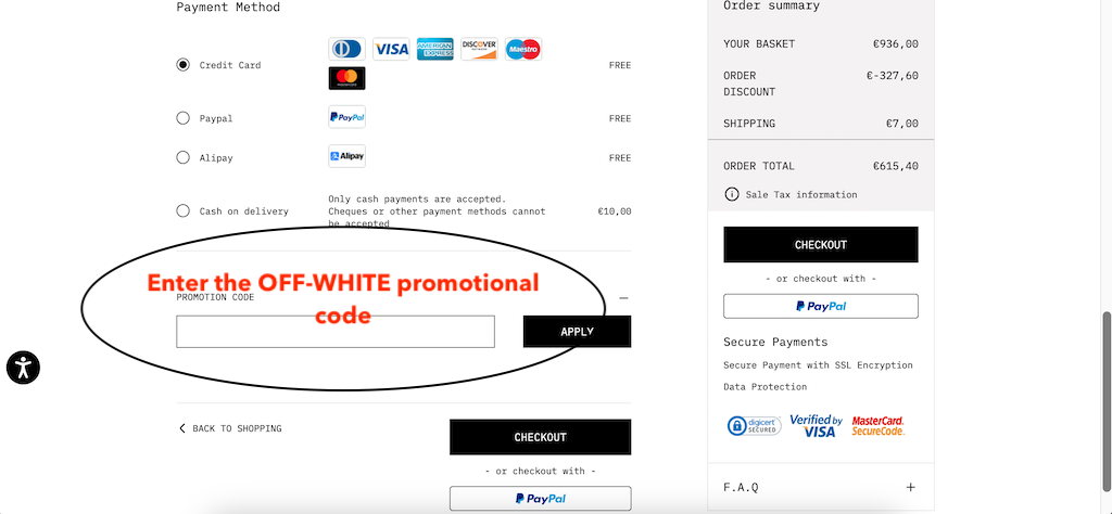 How to use an Off White promotional code