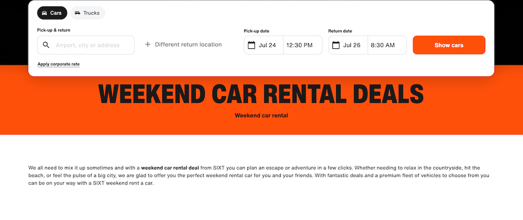 Sixt weekend deal