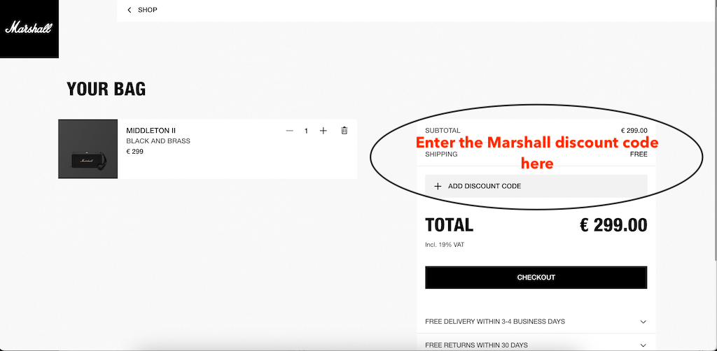 How to apply a Marshall discount code