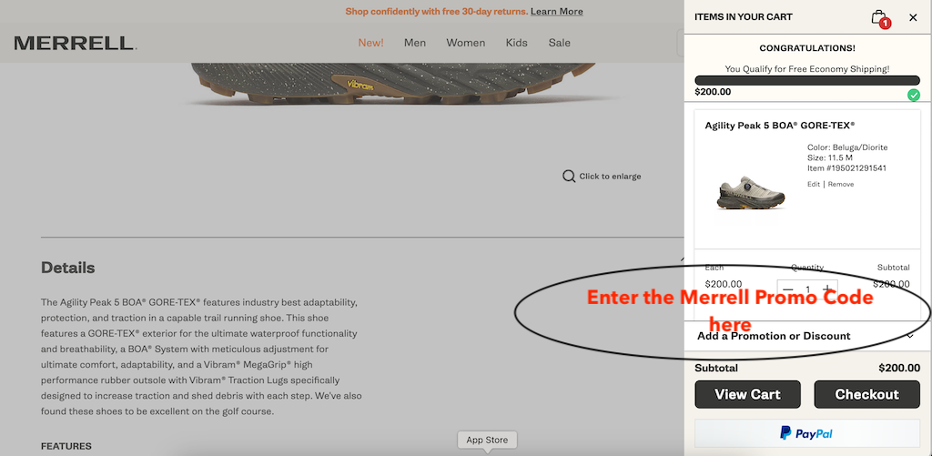 How to apply a Merrell promo code
