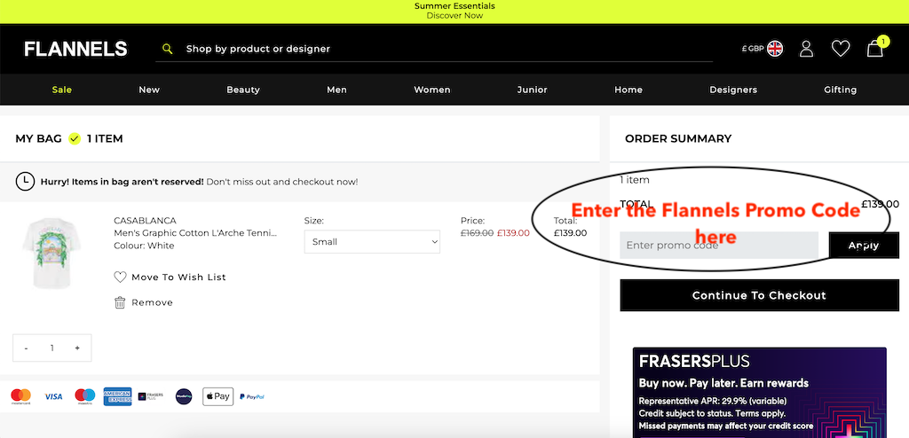 How to use a Flannels promo code