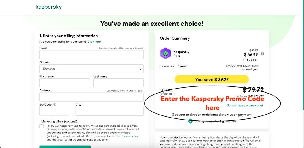 How to use a Kaspersky promo code