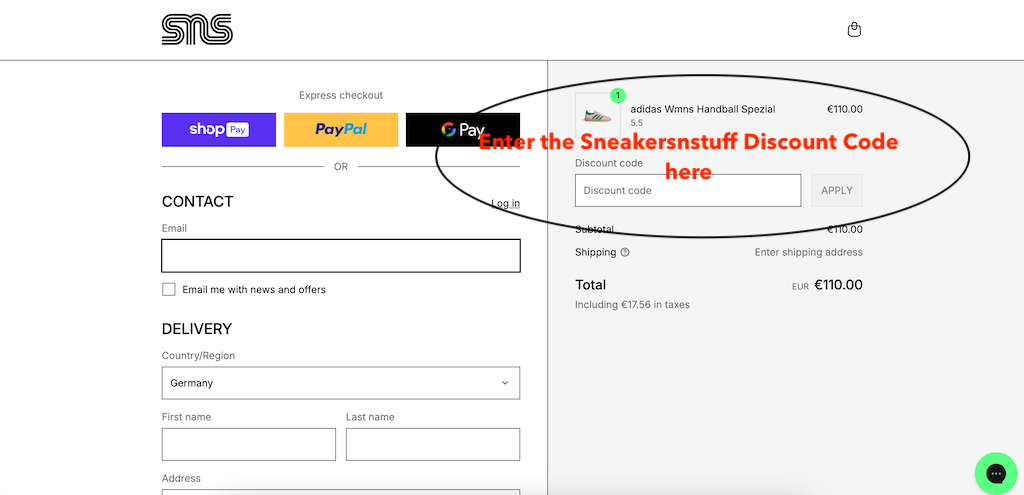 How to use a Sneakersnstuff discount code