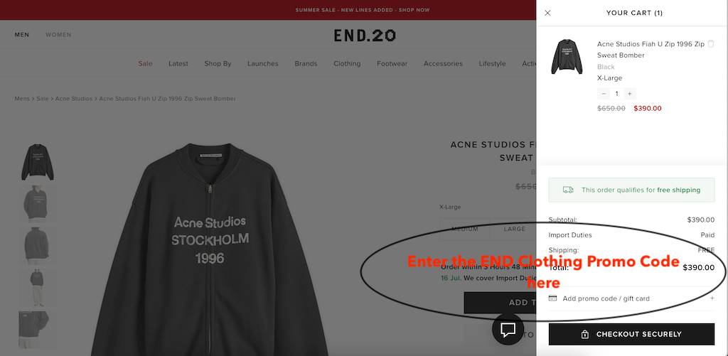 How to use an End clothing promo code