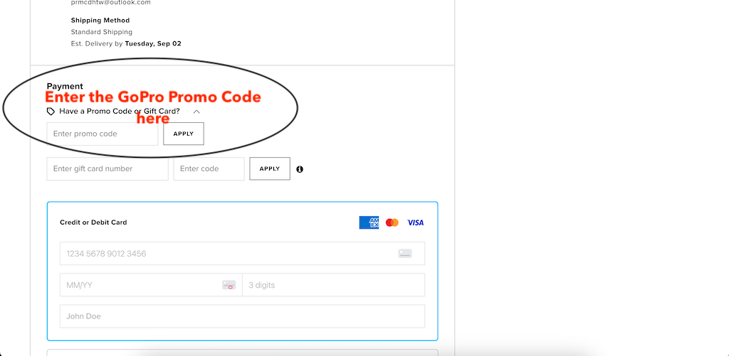 How to use a Go Pro promo code