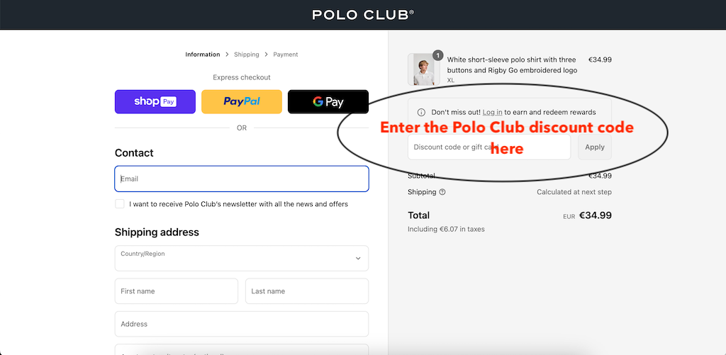 How to use a Polo Club discount code