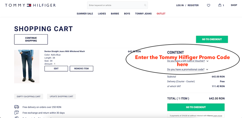 How to use a Tommy Hilfiger promo code