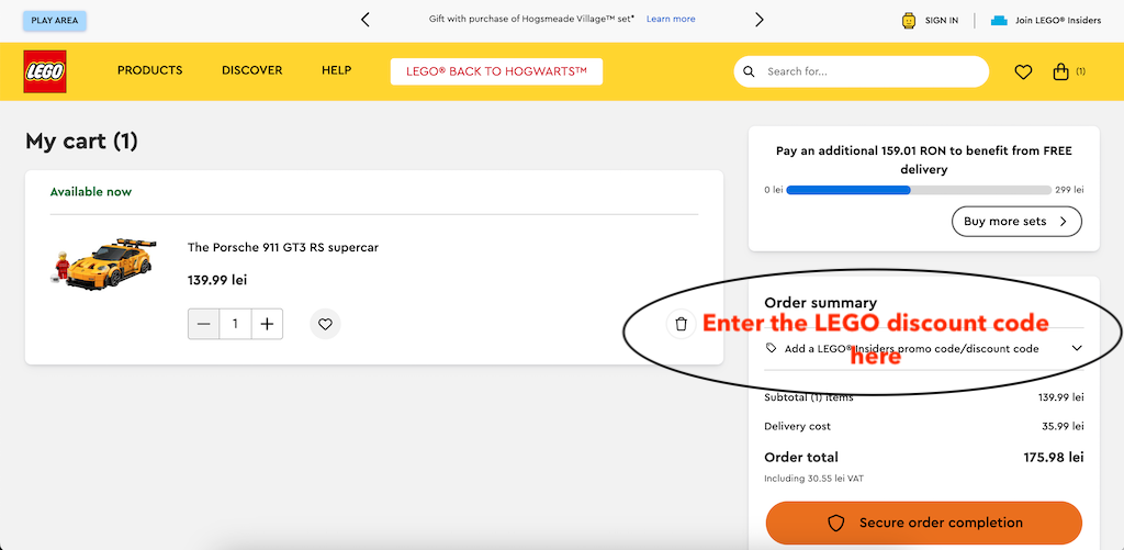 How to use a Lego discount code