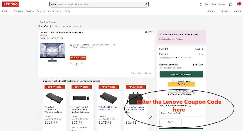 How to use a Lenovo coupon code