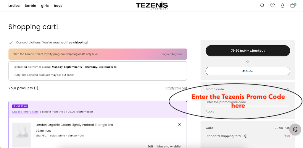 How to use a Tezenis promo code