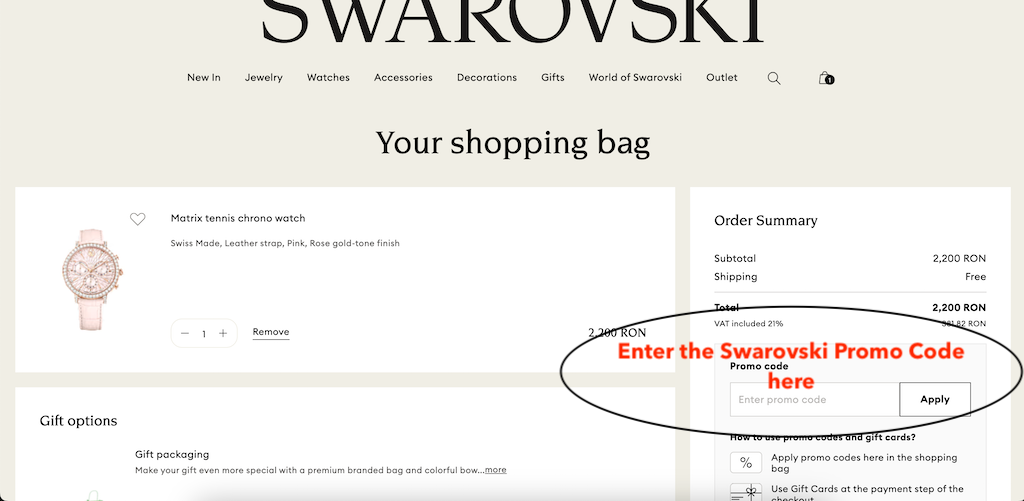 How to use a Swarovski promo code