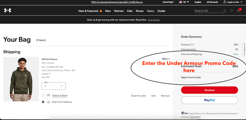 How to use an Under Armour promo code